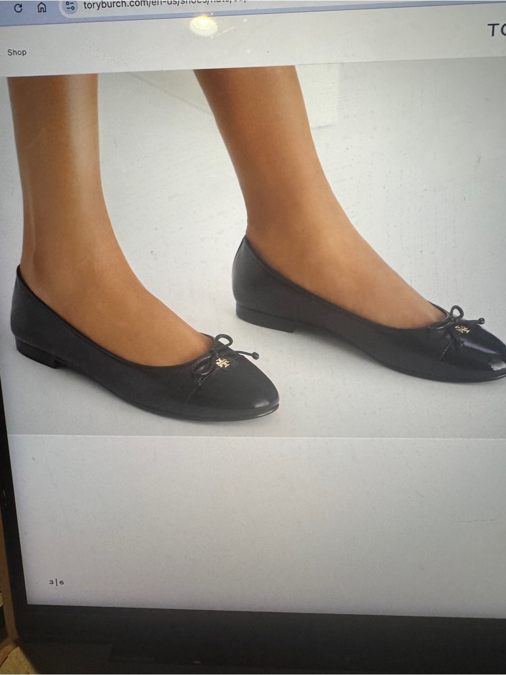 Tory Burch Black CAP-TOE BALLET brand new women’s size 10